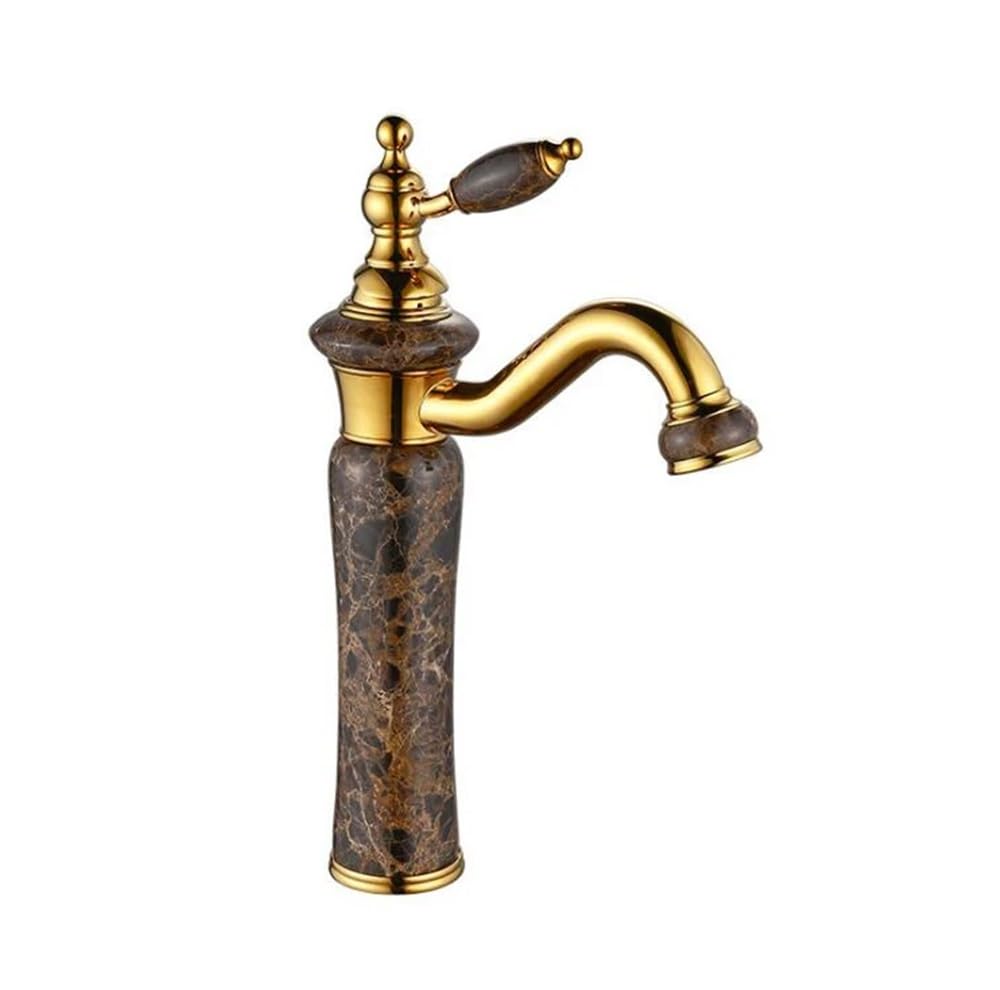 Blyqxs One Color Basin Faucet Natural Marble Decoration Bathroom Lavatory Basin Vessel Sink Mixer Tap Basin Faucet Xt623(6)