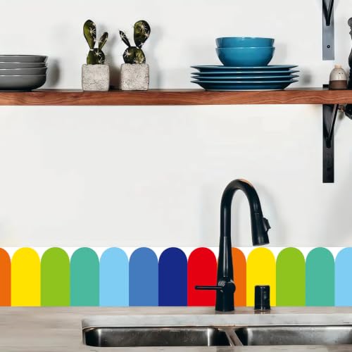 Pizarra blanca y borde arcoíris de 10x1000 cm para decoración de aula 3