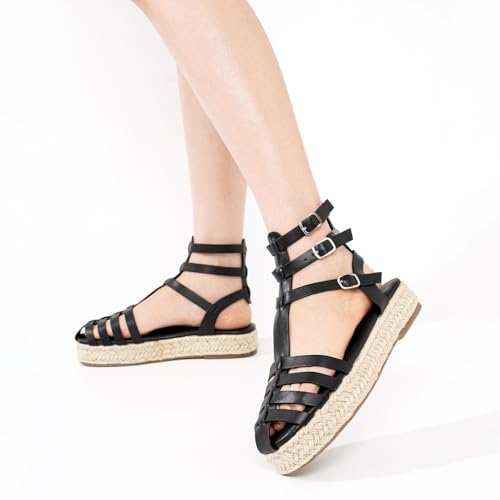 Cape Robbin Women's Platform Wedge Sandals Chunky Adjustable Buckle Fisherman Sandals - Comfortable Summer Casual Fashion Thick Sole Strappy Sandals for Women with Back Support (BINNY)4