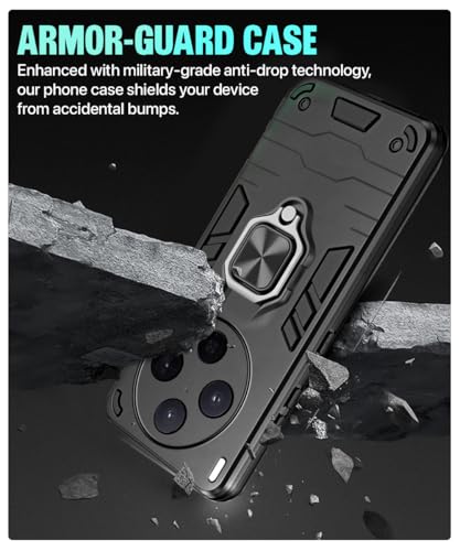 Image of WOW IMAGINE Shock Proof Back Case Mobile Cover for Vivo X300 5G | Back Cover Case (Tough Armor | Hybrid PC + TPU | Ring Holder & in-Built Kickstand | Black)