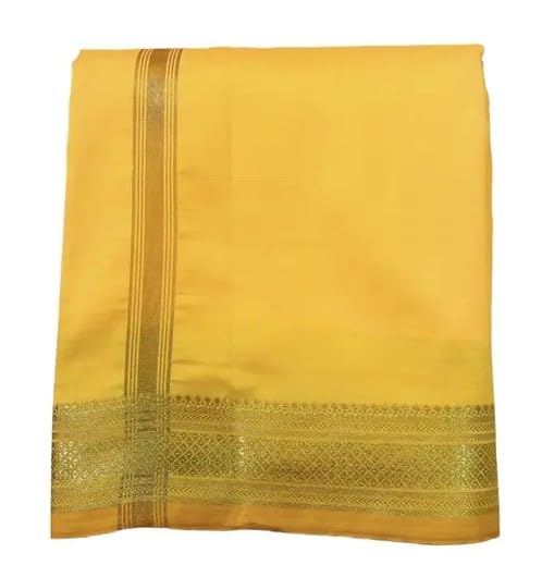 Image of Traditional Fancy Men's Silk Dhoti with Paithani Zari Border, 4 Meter