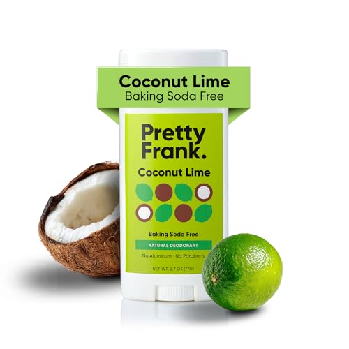 Pretty Frank Natural Aluminum-Free Deodorant Stick Baking Soda-Free Coconut Lime (1-Pack) | Sensitive Skin Friendly Effective Odor Control for Women & Men Organic Ingredients and Essential Oils