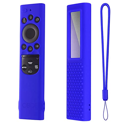 Image of Oboe Silicone TV Remote Cover for 2022 Samsung Smart TV Remote QLED TV BN68-13897A TM2280E Anti-Lost with Remote Loop (Blue)