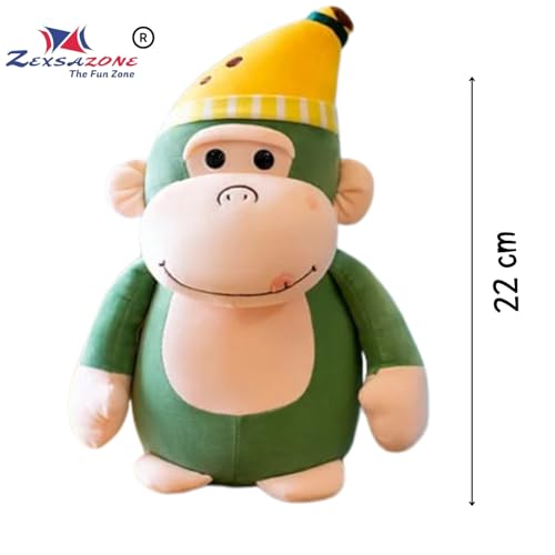 Image of ZEXSAZONE Toy Cute Teddy Colored Huggable Monkey Soft Toy | 22 cm | Plushie Soft Toys for Kids | Plush Soft Toys for Baby Boys and Girls Kids - Teddy |(Green)