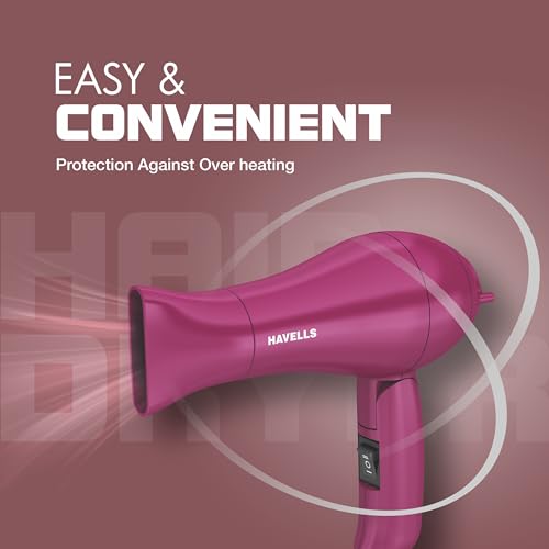Havells 1000 Watt Foldable Hair Dryer; 2 Heat Settings (Hot/Warm), Heat Balance Technology | Purple | Your Perfect Blow Dry Companion For Effortless Hair Styling | Hd1810 4 41448wdF7bL