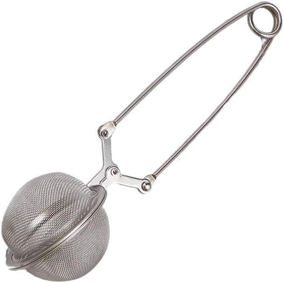 Silver Snap Ball Tea Strainer with Handle,Tea Strainer Ball Stainless Steel Tea Infuser Filter, Tea Strainers and Filters, Tea Accessories for Loose Leaf Tea Spices Seasonings Kitchen and Dining
