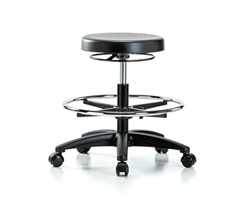 Image of Perch Work Stool with Foot Ring, Rolling, Medium Bench Height 20 inch-28 inch