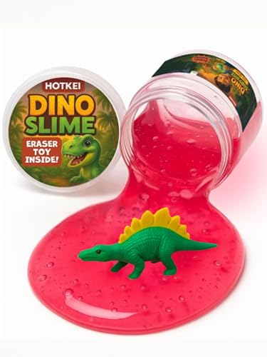 Image of HOTKEI Pink 200 gm Slime with Dinosaur Eraser Toy Inside for Kids 3 to 10 Years Kit Set Art Slime Dino Toys for Birthday Return Gift Toys for Kids Boys Girls Birthday 9-12 Year