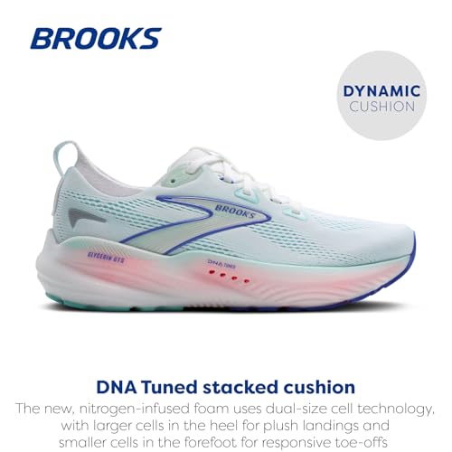 Brooks Women’s Glycerin GTS 22 Supportive Running Shoe - White/Limpet Shell/Amparo Blue - 9 Medium