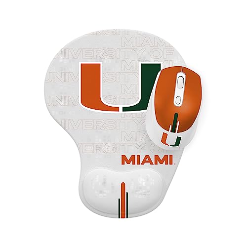 SOAR NCAA Wireless Mouse and Mouse Pad, Miami Hurricanes
