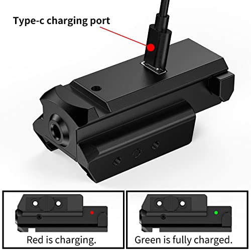 Theopot Red Dot Laser Sight 20mm Standard Picatinny Weaver Rail or Pistol Handgun Gun Rifle USB Charging Cable