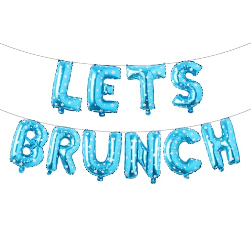 Image of RUIANSI Lets Brunch Decoration Bridal Shower Banner Floral Bridal Shower Decoration LETS BRUNCH Blue Star 16 Inch