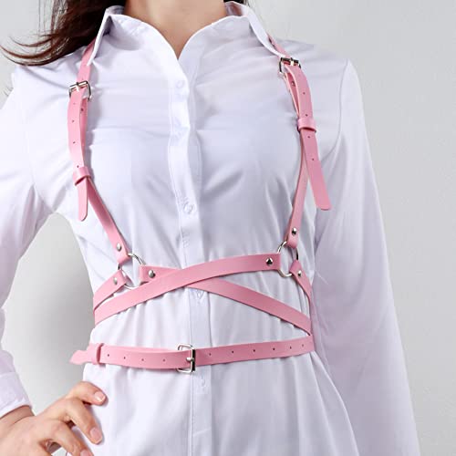 Sexy Waist Belt Chain for Women Faux Leather Body Chain Accessories Punk Adjustable Chest Harness Belt Shoulder Straps2