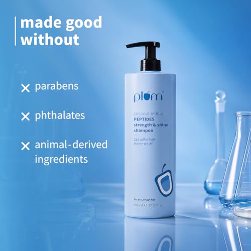 Image of Plum Coconut Milk & Peptides Strength & Shine Shampoo 750ml | 22X Smoother Hair | With Coconut Milk & Pea Peptide | Smoothening & Strengthening | Paraben-Free, 100% Vegan.