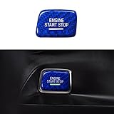 MICROCK Engine Engine Start/Stop Push Start Button Cover for 2014-2019 Chevy C7 Corvette, for 2016-2024 Chevrolet Camaro, Real Carbon Fiber (Blue)