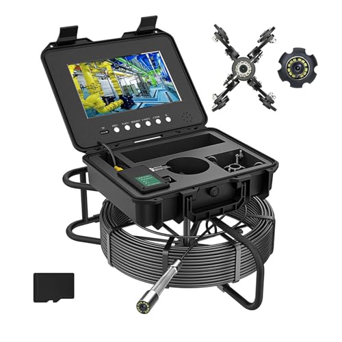JQGADL 10.1 Endoscopio Telecamera,1080P Telecamera di Ispezione Tubi, Videoispezione per Tubazioni con 12 Luci LED Regolabili, per Conduttura Ispezioni(Size:30 M/98 FT,Color:7 MM Black Cable)