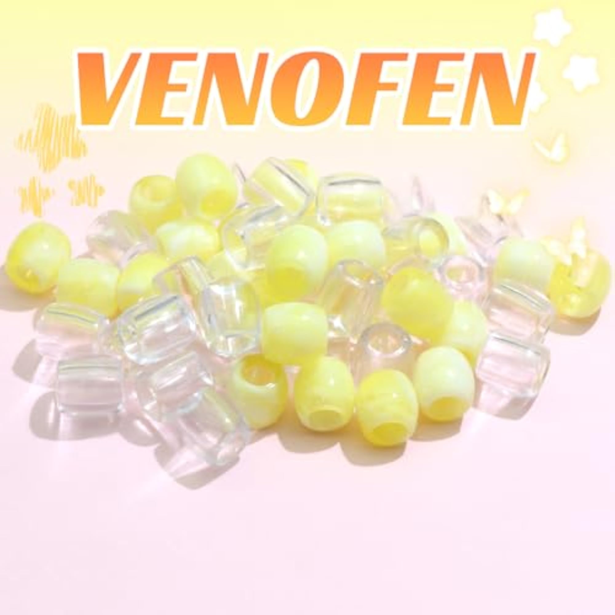 50PCS Yellow Hair Beads for Braids and Dreadlocks