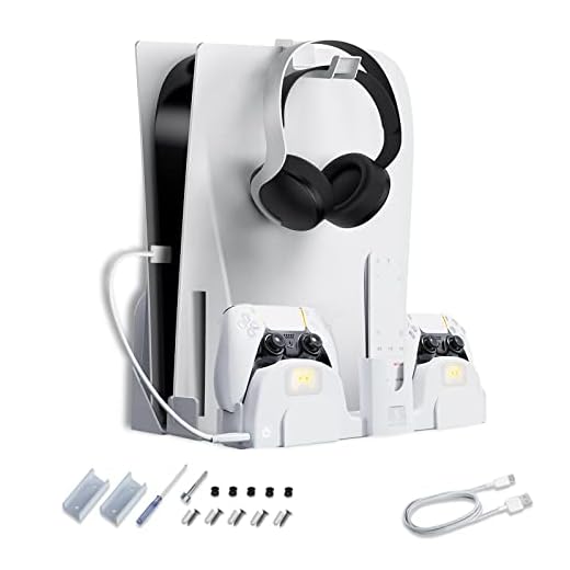 NexiGo PS5 Accessories Wall Mount with DualSense Charging Station, Stable Metal Wall Hanging Stand with LED Charging Indicator for Playstation 5 Console (Disc & Digital), White