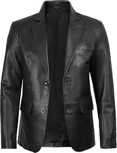 chava Men's Genuine Leather Blazer, Regular Fit, Brown, Stand Collar, Multiple Pockets, Hip Length-picture-40
