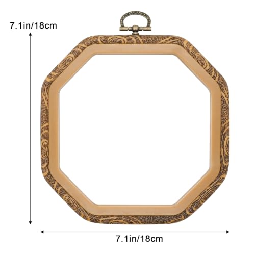 Image of Faylapa 6Pcs Embroidery Hoop Octagonal 7.1 inch Cross Stitch Hoop Ring | Decorative Imitated Wood Display Frame for Embroidery, Craft Sewing DIY Hanging Decoration