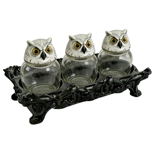 Decorative Owl Canisters, Antique Style Seasoning Jar, Multi Use with Sealed Lid, Vintage Loose Tea Storage Elegant Design, Pant