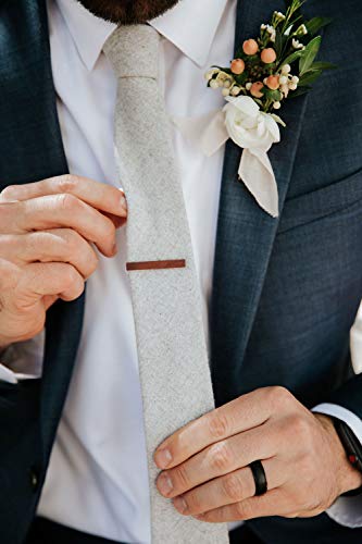 Image of DAZI Men's Skinny Tie, Cotton Wool Linen Necktie, Great for Weddings, Groom, Groomsmen, Missions, Dances, Gifts.