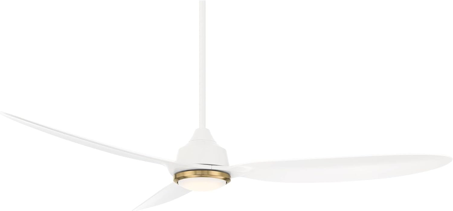 Casa Vieja 60" Revere Mid Century Modern Indoor Outdoor Ceiling Fan 3 Blade Customize LED Remote Control Matte White Finish Blades Bedroom Patio Living Room Kitchen Damp Rated Decorative DC Motor