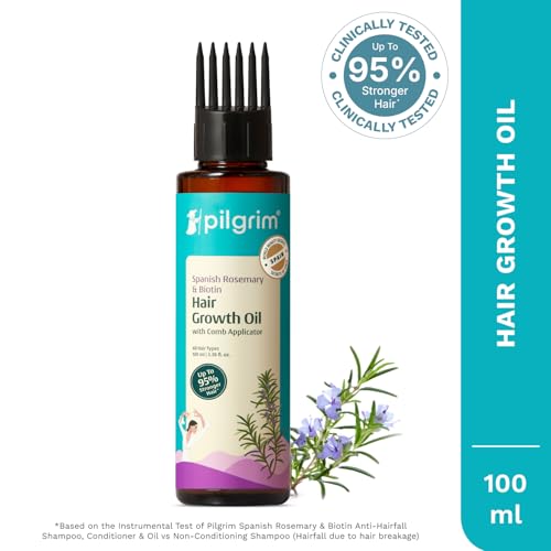 Image of Pilgrim Spanish Rosemary Anti-Hairfall Oil| with Biotin & Triple-Oil Nourishment | Reduces Hair Fall, Promotes Hair Growth, Strengthens, Nourishes & Thicker Hair | All Hair Types