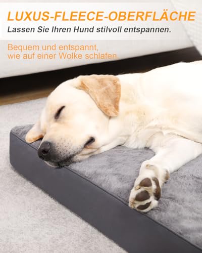 KSIIA Hundebett Orthopädisch Grosse Hunde, Hundekissen Waschbar 91x68cm, Hundebetten mit Abnehmbarer Deckel, Hundematte Doppelseitig Wendbare, Dunkelgrau