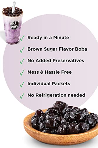 J Way Instant Boba Bubble Pearl Taro Milk Tea Kit With Authentic Brown Sugar Tapioca Boba, Ready In Under One Minute, Paper Straws Included - 3 Servings #TOP2
