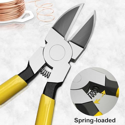 Hanpex 7in. Wire Cutters, Ultra Sharp Small Side Cutter Clippers with Spring Loaded, Flush Cutting Pliers, Diagonal Cutting Plier for Jewelry Making, Crafting, Electrical - Thumbnail 4