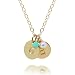 EFYTAL Two Initial Necklace & Birth Month Charms, Tiny Gold Filled 2 Personalized Discs for Mom