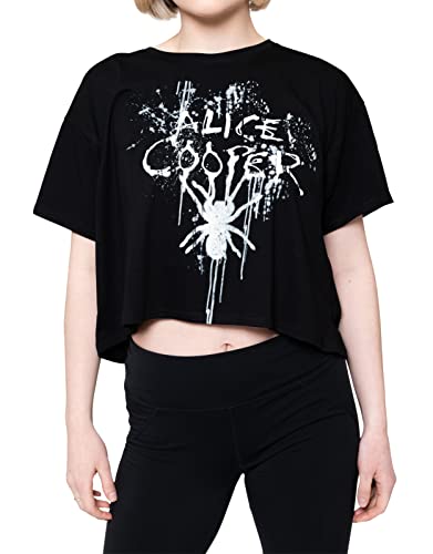 Générique Alice Cooper Femme T Shirt Noir Spider Splatter Glow Ink Officiel Boxy Fit - Les Beatles, Paul McCartney, John Lennon, RIngo Starr, George Harrison Générique Alice Cooper Femme T Shirt Noir Spider Splatter Glow Ink Officiel Boxy Fit – Image 4