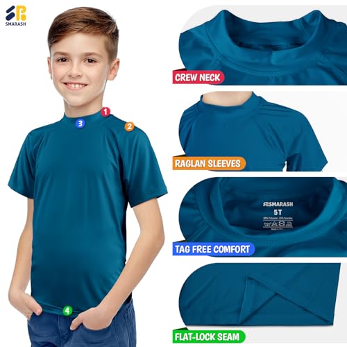 Image of Boy's UPF 50 Rash Guard Swim Shirts Short Sleeve Sun Protection SPF Fishing Surfing Water Beach Shirts Quick Dry