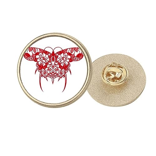 Broche cerf chinois rouge et métal doré M avec détails ciselés élégants