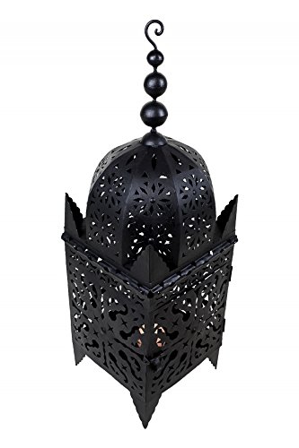 Orientalische Laterne aus Metall Schwarz Frane 100cm groß | Marokkanische Gartenlaterne für draußen, Innen als… – Bild 5
