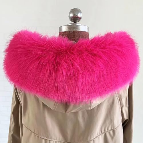 Queenbox 5.9x29.5in Detachable Faux Fur Collar, Hood Trim Replacement Scarf Wrap for Coat Sweater Jacket, Rose4