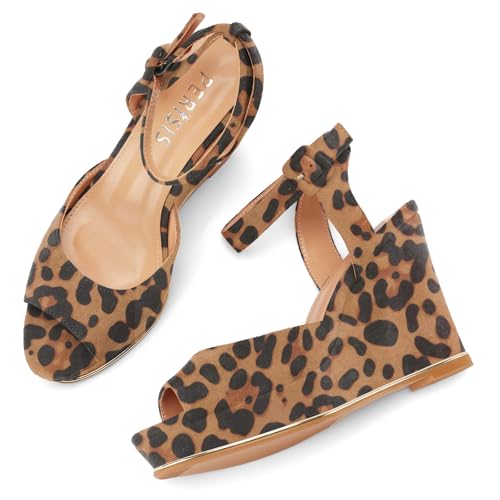 Image of Women's Dressy Platform Wedge Sandals Gold Wedges Peep Toe Patent High Heels Slingback Heeled Comfortable Ankle Strap Shoes