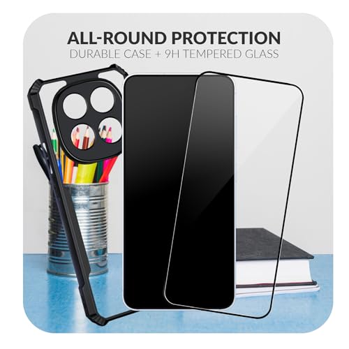 Image of Back Cover Case + Screen Protector for Redmi Note 14 Pro 5G | Transparent & Black Mobile Phone Back Case Cover for Redmi Note 14Pro | Camera Protection | Redmi Note 14 Pro 5G PC Black Case