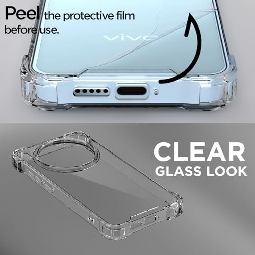 Image of Amazon Basics Back Cover for Vivo X300 5G PC + TPU Clear Transparent Raised Edges Shockproof Protective Phone Bumper Case (Transparent)