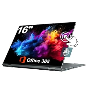 jumper Laptop 16 inch, Laptop Computer with 1 Year Office 365, 16GB DDR4 640GB Storage, Backlit Keyboard, Fingerprint Reader, 7000mAh, WiFi 6, 1920×1200, 360 Degree Rotation, Type-C Full Function