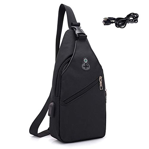 Hombro Bolso Impermeable Mochila de Pecho Mochilas Pequeñas para Hombres Bandolera Mujeres Bandoleras Cruzada Sling Bolsa CrossBody Bag Bolsos USB Ciclismo Senderismo Viaje Deporte al Aire Libre Cover