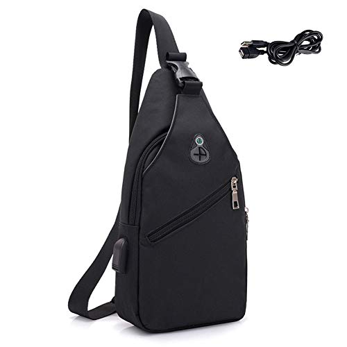 Hombro Bolso Impermeable Mochila de Pecho Mochilas Pequeñas para Hombres Bandolera Mujeres Bandoleras Cruzada Sling Bolsa CrossBody Bag Bolsos USB Ciclismo Senderismo Viaje Deporte al Aire Libre