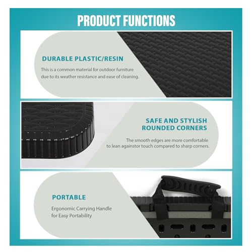 Image of FDW Folding Table Half Portable Foldable Table for Parties Backyard Events (Black Ratten, 6 FT)