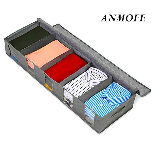 Bolsa de Almacenamiento Debajo de la Cama con Cremalleras Bolsa de Almacenamiento de Ropa Plegable Organizador de Camisas y Camisetas bajo la Cama con Ventana Transparente para Ver el Interior