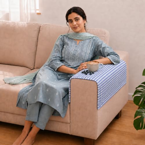 Image of STITCHNEST 'Nomad Weave Collection' Sofa Armrest Cover | Elegant Jacquard Fabric, Washable & Durable for Modern Living (18 x 22 Inches) 42