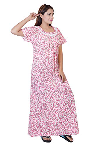 Image of Women's Cotton Block Print Knee Length Nighty