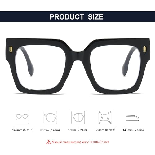 Image of Mirkcittle Oversized Blue Light Blocking Glasses for Women Men Clear Frame Square Eyeglasses Anti Eyestrain Computer
