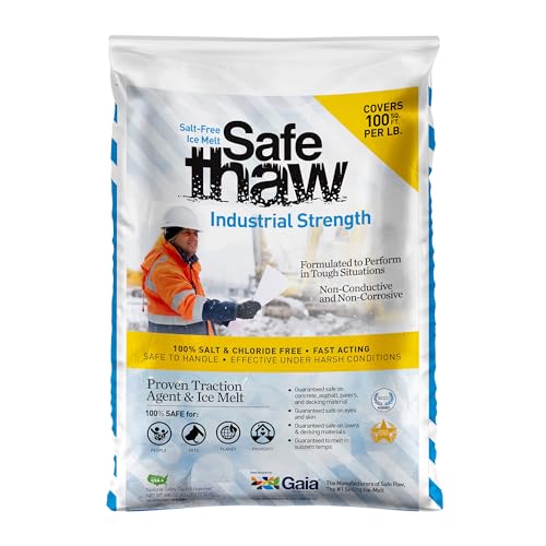 Safe Paw Industrial Strength Salt Free Pet Safe Snow Ice Melter and Traction Agent for Concrete, Asphalt, Decks, Lawns, and More, 43 lb Bag, 40 Pack