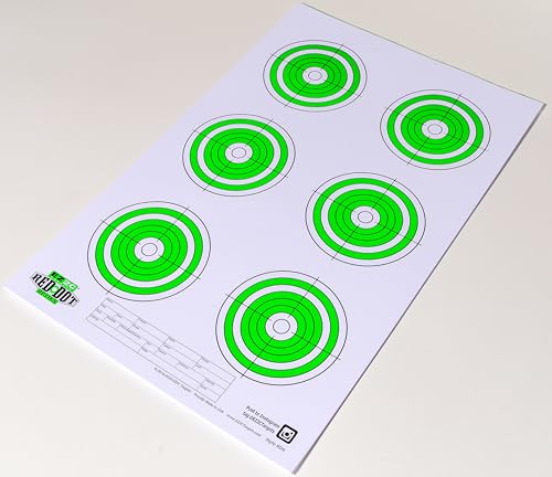 Red Dot Optics Six 4' Bullseyes by EZ2C Paper Shooting Target High Visibility Made in USA Range Targets Pistol Firearms and .22 Rifles 11